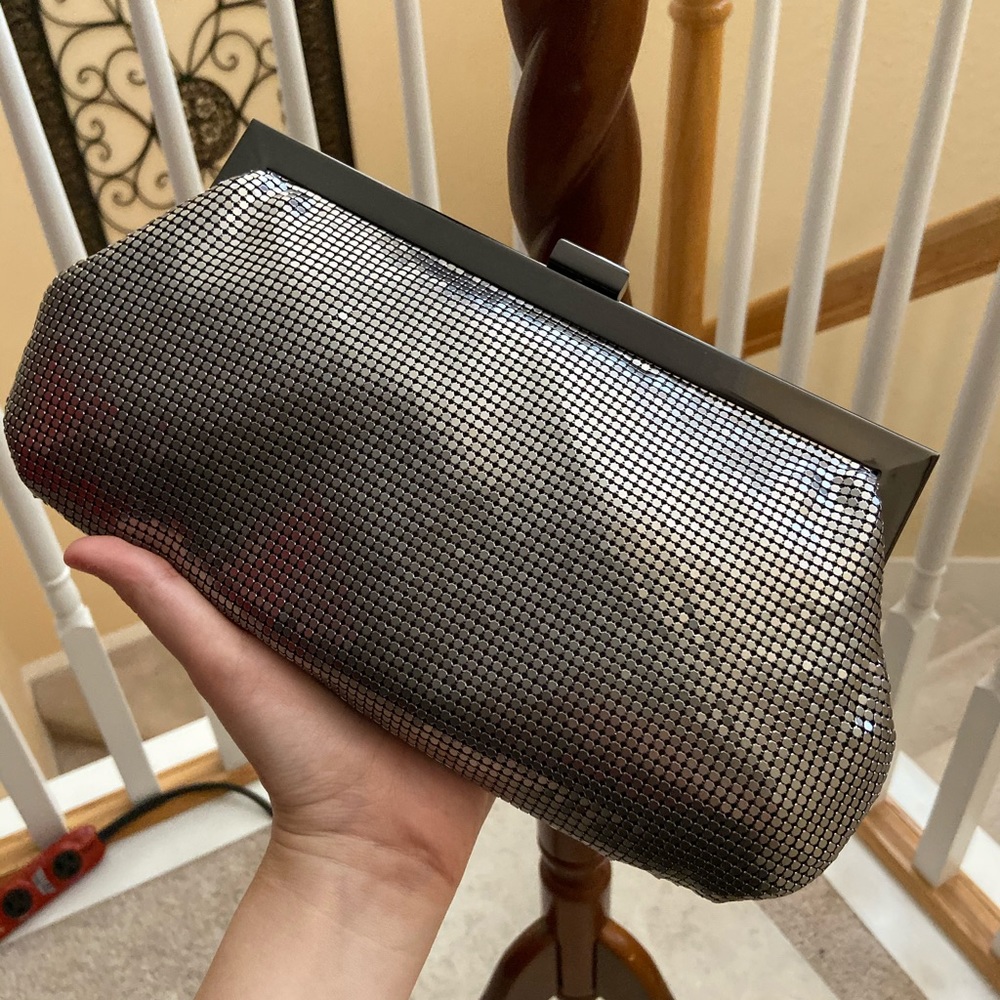 Grey metallic medium sized clutch